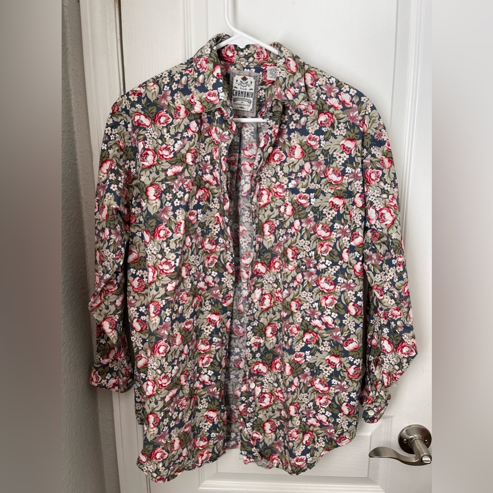 Pre’s De Chamonix floral button down 100% cotton size XS